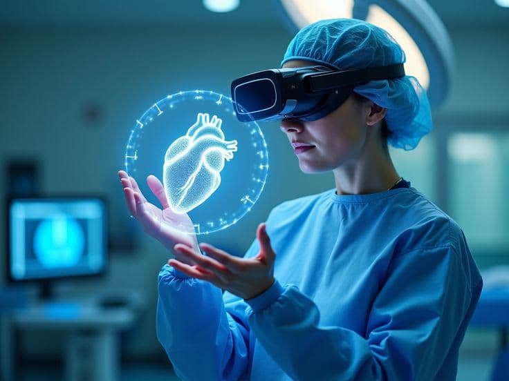 Doctor using virtual reality technology in healthcare